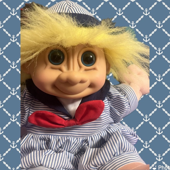 Russ Toys | Vintage 90s Russ Stuffed Troll Doll | Spiffy the Sailor - Picture 3 of 3
